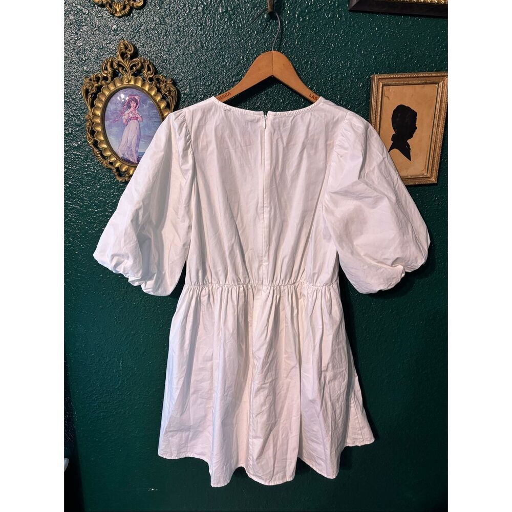 Madewell Puff Sleeve White Mini Dress Sz 0 - Picture 2 of 4